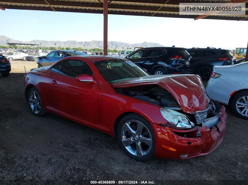 2004 Lexus Sc 430 VIN: JTHFN48YX40056920 Lot: 40368809