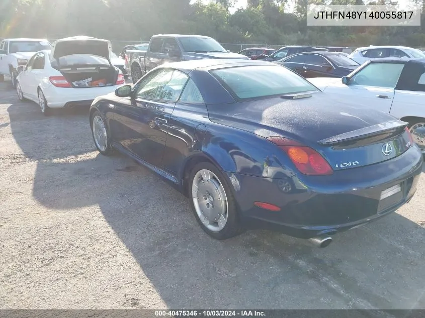 2004 Lexus Sc 430 430 VIN: JTHFN48Y140055817 Lot: 40475346