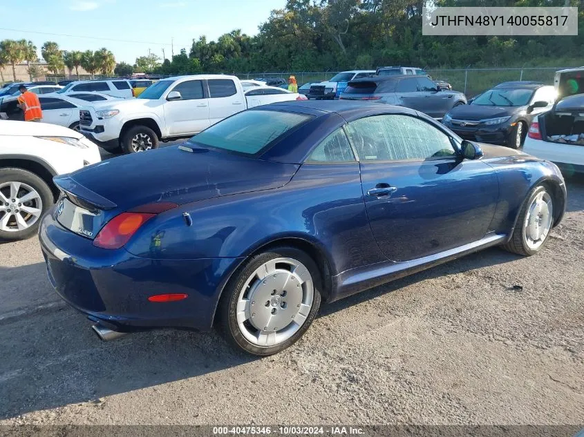 2004 Lexus Sc 430 430 VIN: JTHFN48Y140055817 Lot: 40475346