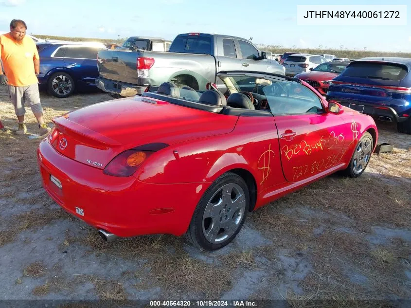 2004 Lexus Sc 430 VIN: JTHFN48Y440061272 Lot: 40564320