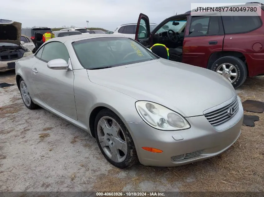 2004 Lexus Sc 430 VIN: JTHFN48Y740049780 Lot: 40603926