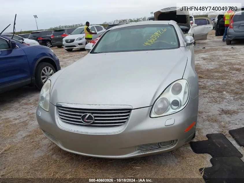 2004 Lexus Sc 430 VIN: JTHFN48Y740049780 Lot: 40603926