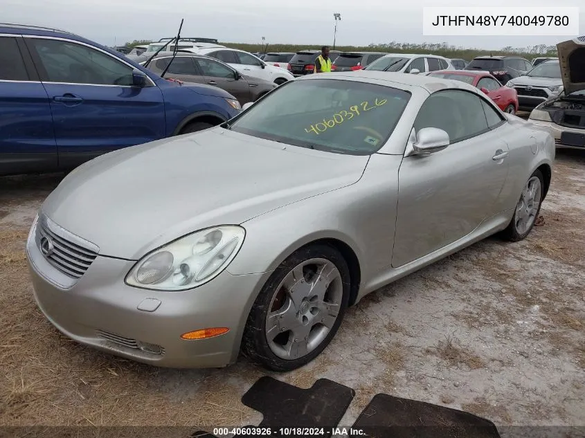 2004 Lexus Sc 430 VIN: JTHFN48Y740049780 Lot: 40603926