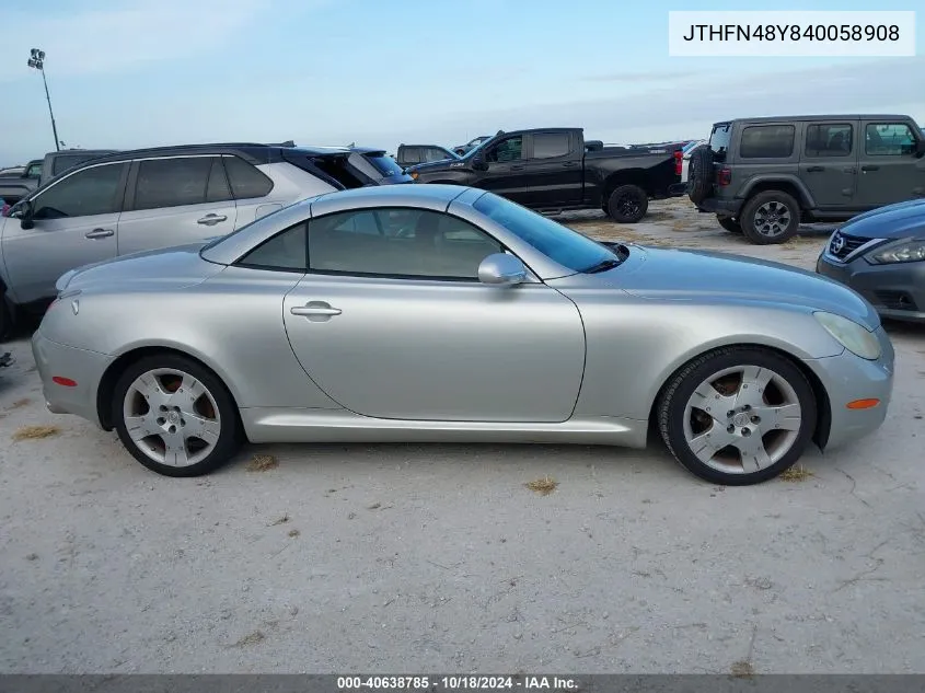 2004 Lexus Sc 430 VIN: JTHFN48Y840058908 Lot: 40638785