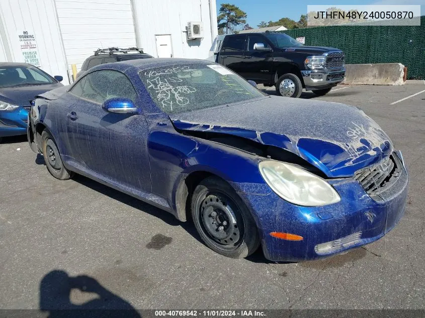 2004 Lexus Sc 430 VIN: JTHFN48Y240050870 Lot: 40769542