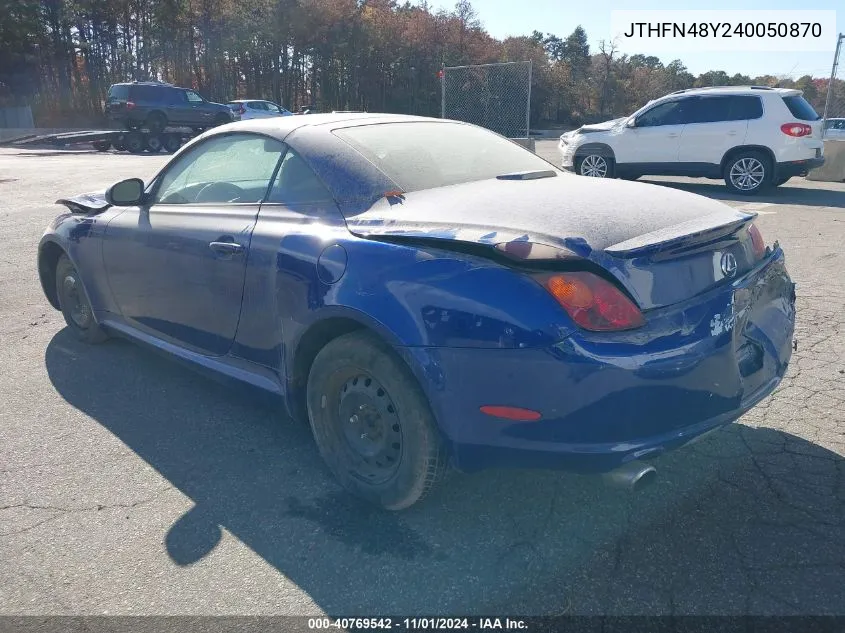 2004 Lexus Sc 430 VIN: JTHFN48Y240050870 Lot: 40769542