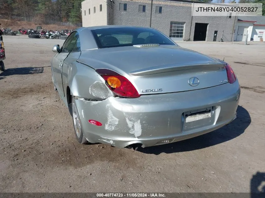 2004 Lexus Sc 430 Base (A5) VIN: JTHFN48Y040052827 Lot: 40774723