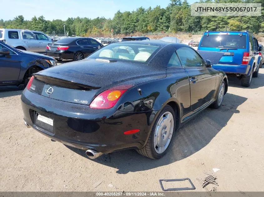 2005 Lexus Sc 430 VIN: JTHFN48Y550067017 Lot: 40255257