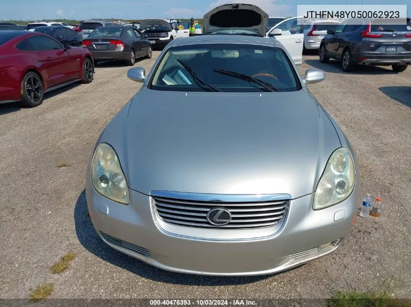 2005 Lexus Sc 430 VIN: JTHFN48Y050062923 Lot: 40476393