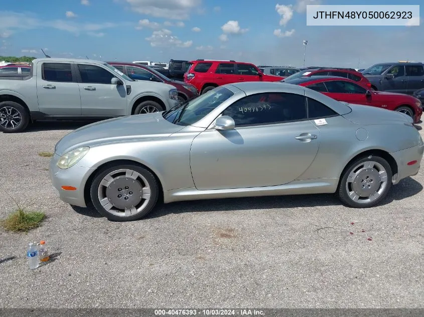 2005 Lexus Sc 430 VIN: JTHFN48Y050062923 Lot: 40476393