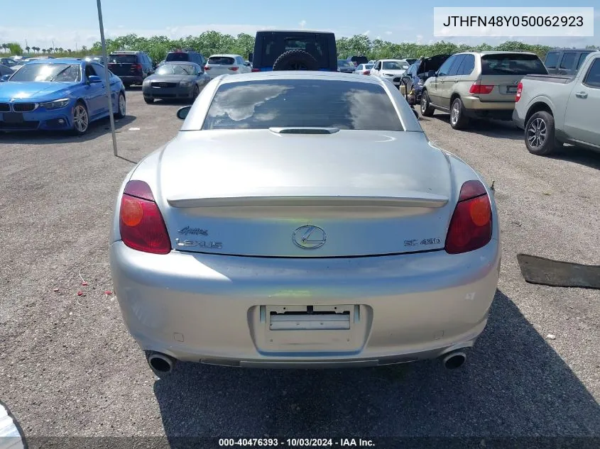 2005 Lexus Sc 430 VIN: JTHFN48Y050062923 Lot: 40476393