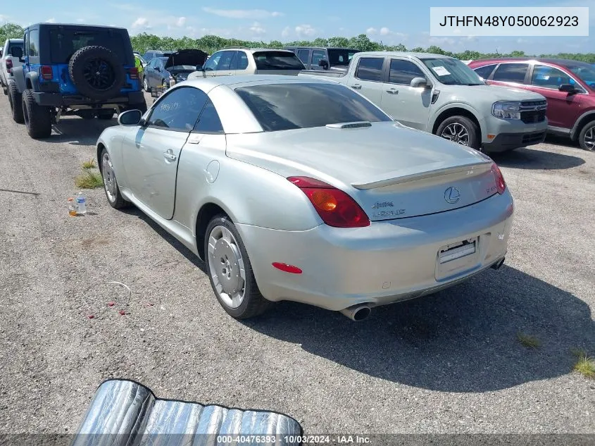 2005 Lexus Sc 430 VIN: JTHFN48Y050062923 Lot: 40476393