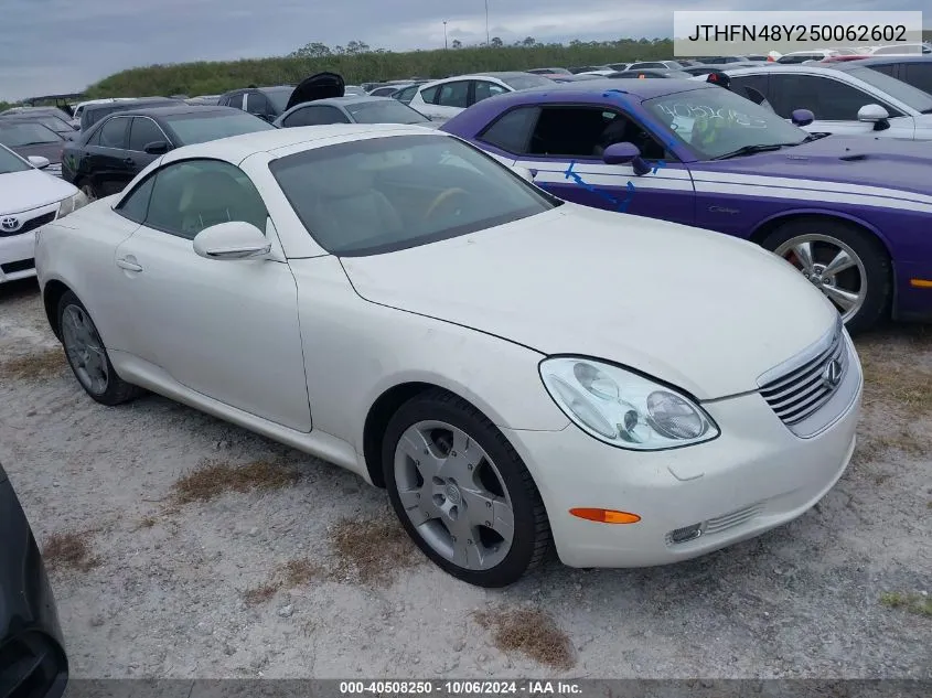 2005 Lexus Sc 430 430 VIN: JTHFN48Y250062602 Lot: 40508250