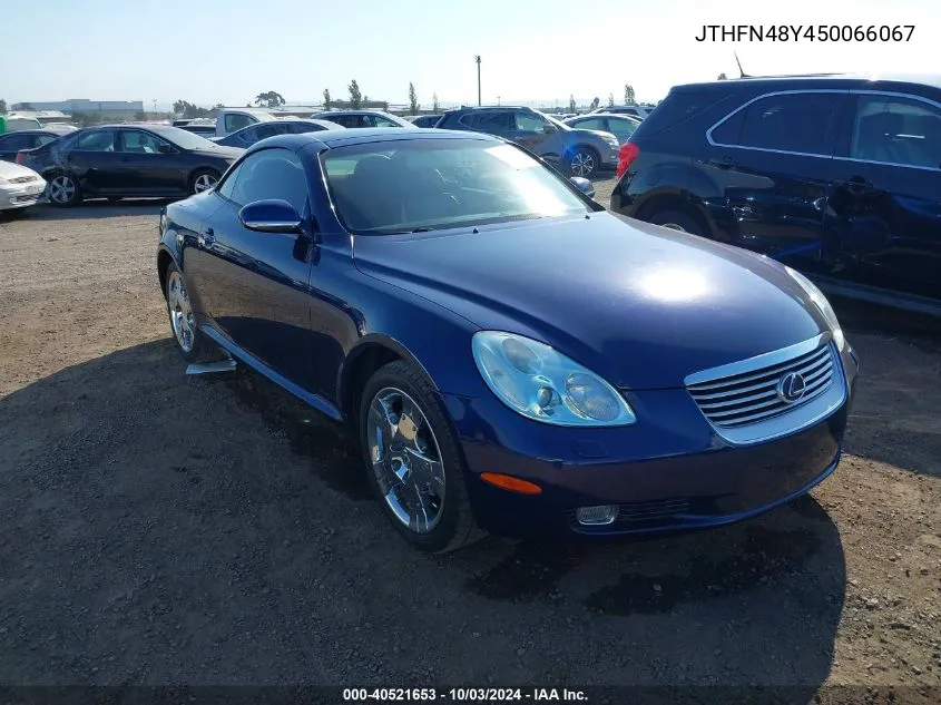 2005 Lexus Sc 430 VIN: JTHFN48Y450066067 Lot: 40521653