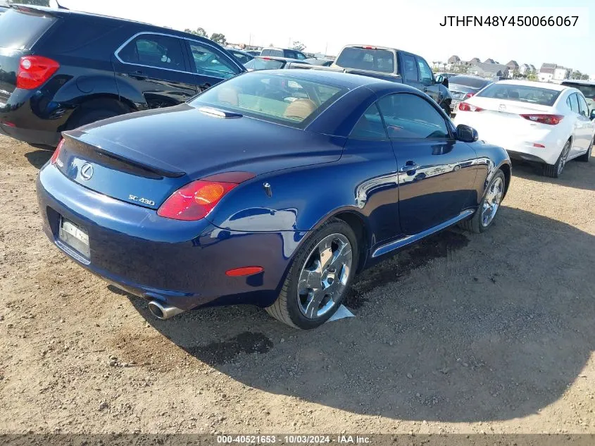 2005 Lexus Sc 430 VIN: JTHFN48Y450066067 Lot: 40521653