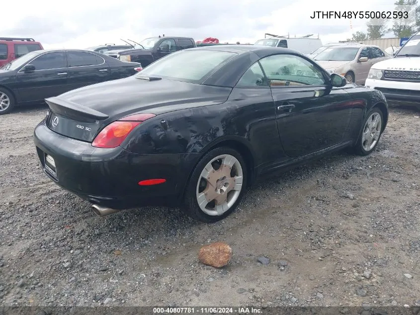 2005 Lexus Sc 430 VIN: JTHFN48Y550062593 Lot: 40807781