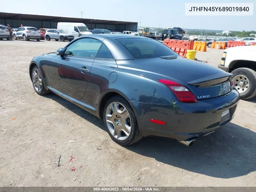 2008 Lexus Sc 430 VIN: JTHFN45Y689019840 Lot: 40043023