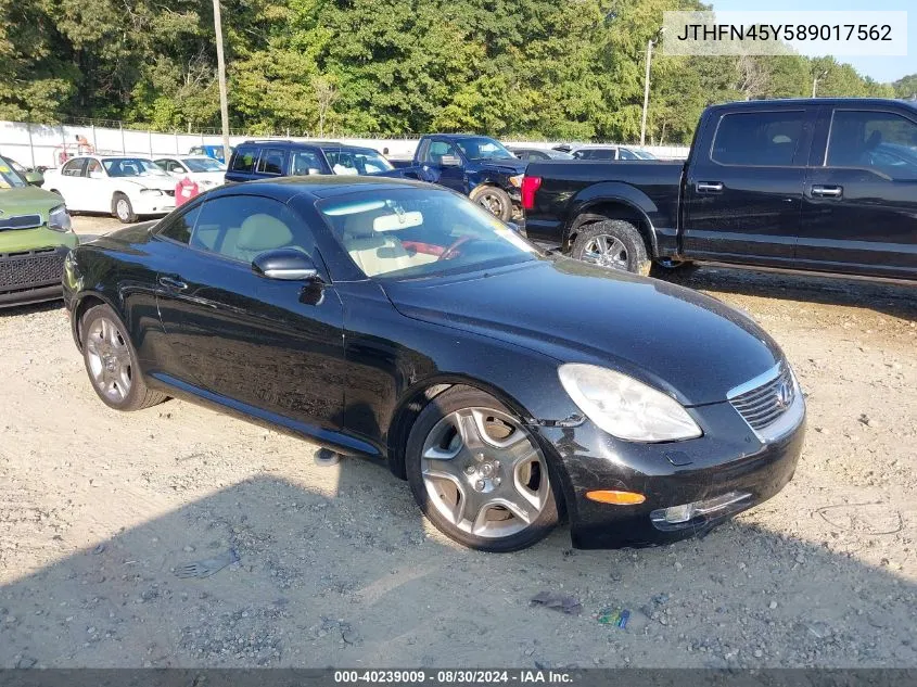 2008 Lexus Sc 430 VIN: JTHFN45Y589017562 Lot: 40239009