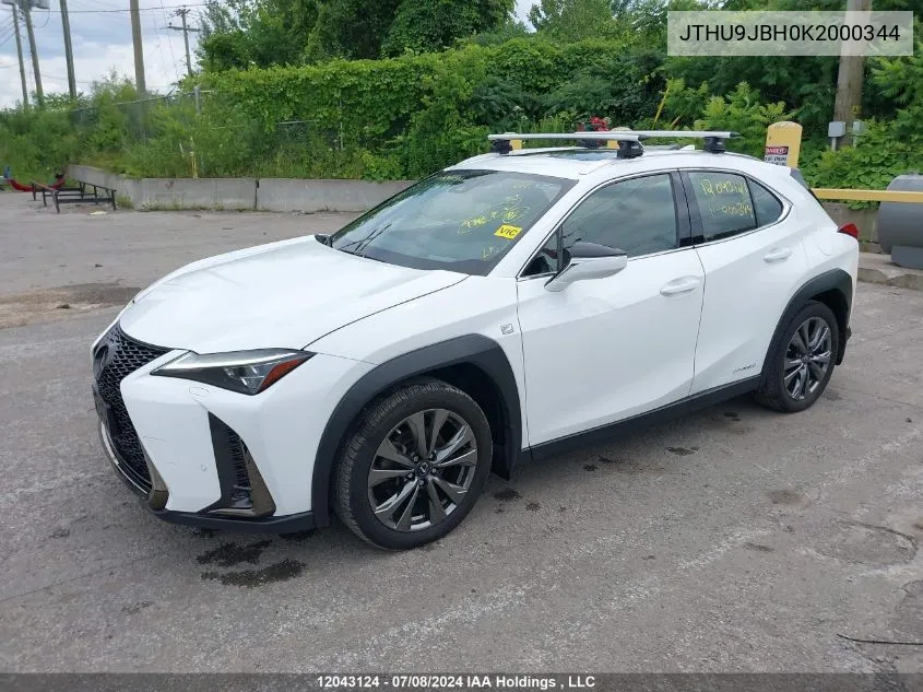 2019 Lexus Ux 250H VIN: JTHU9JBH0K2000344 Lot: 12043124