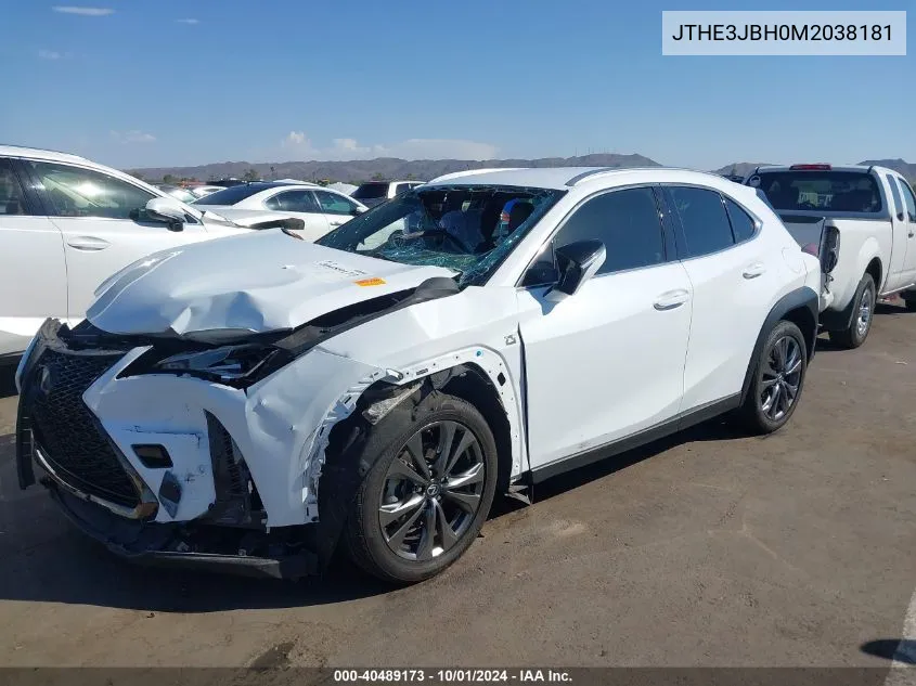 2021 Lexus Ux 200 F Sport VIN: JTHE3JBH0M2038181 Lot: 40489173