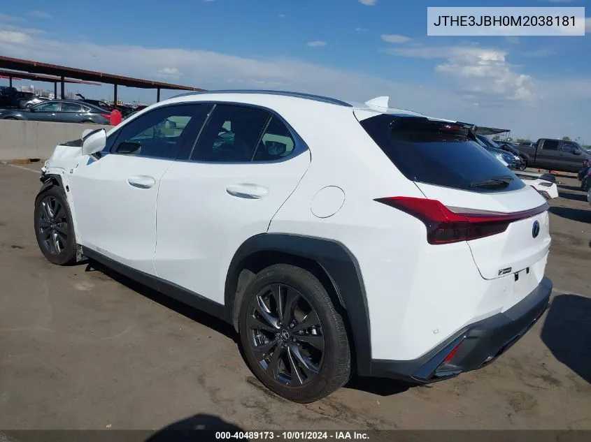 2021 Lexus Ux 200 F Sport VIN: JTHE3JBH0M2038181 Lot: 40489173