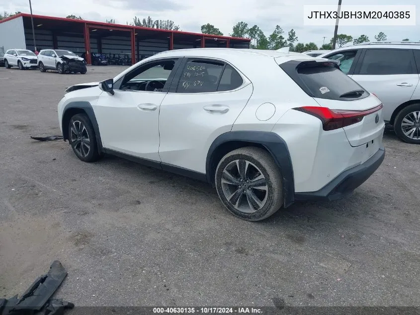 2021 Lexus Ux 200 VIN: JTHX3JBH3M2040385 Lot: 40630135