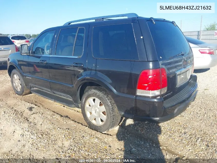 2003 Lincoln Aviator VIN: 5LMEU68H43ZJ21632 Lot: 40361133