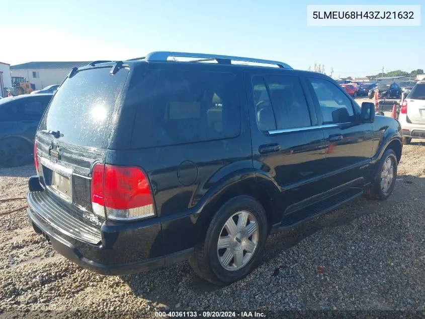 2003 Lincoln Aviator VIN: 5LMEU68H43ZJ21632 Lot: 40361133