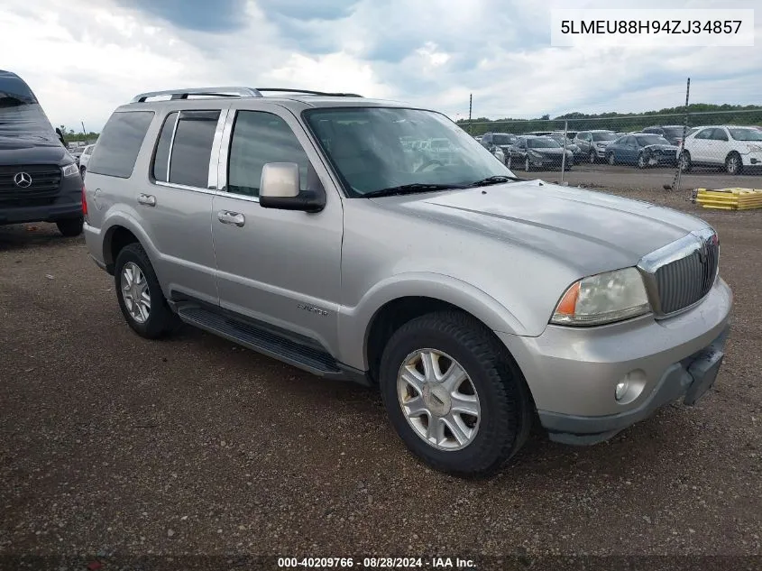 2004 Lincoln Aviator VIN: 5LMEU88H94ZJ34857 Lot: 40209766