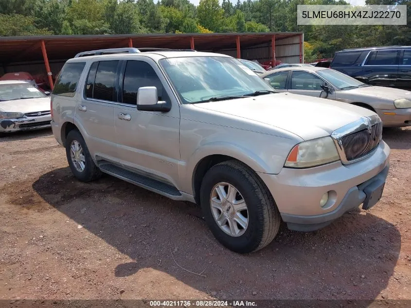 2004 Lincoln Aviator VIN: 5LMEU68HX4ZJ22270 Lot: 40211736