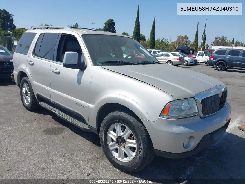 2004 Lincoln Aviator VIN: 5LMEU68H94ZJ40310 Lot: 40328273