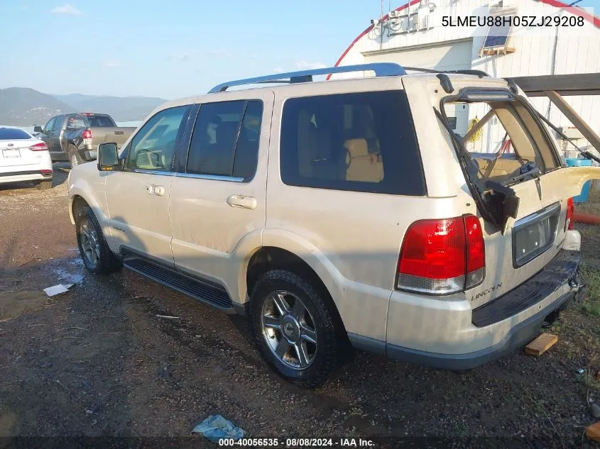 2005 Lincoln Aviator VIN: 5LMEU88H05ZJ29208 Lot: 40056535