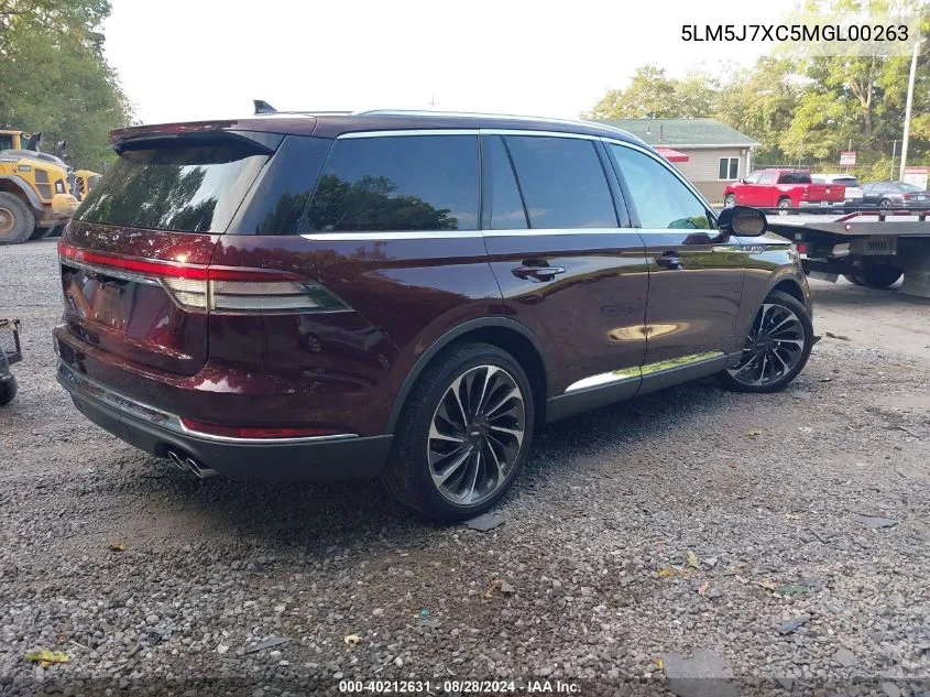 2021 Lincoln Aviator Reserve VIN: 5LM5J7XC5MGL00263 Lot: 40212631