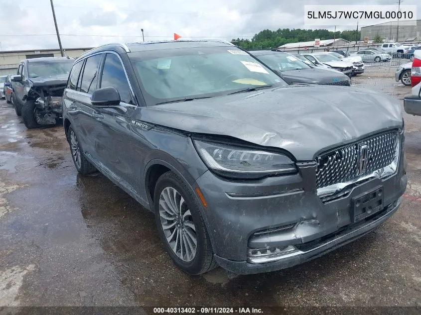 2021 Lincoln Aviator Reserve VIN: 5LM5J7WC7MGL00010 Lot: 40313402