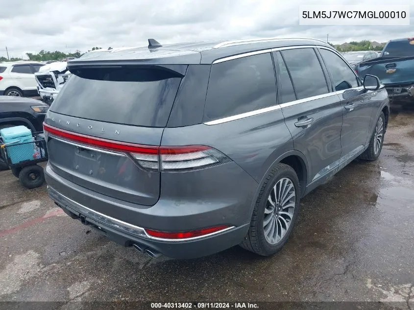 2021 Lincoln Aviator Reserve VIN: 5LM5J7WC7MGL00010 Lot: 40313402