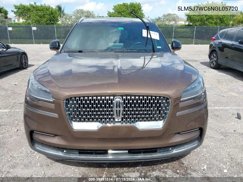 2022 Lincoln Aviator Reserve VIN: 5LM5J7WC6NGL05720 Lot: 39897514