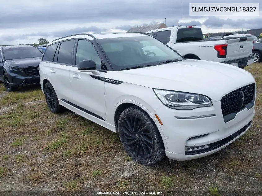 2022 Lincoln Aviator Reserve VIN: 5LM5J7WC3NGL18327 Lot: 40504243