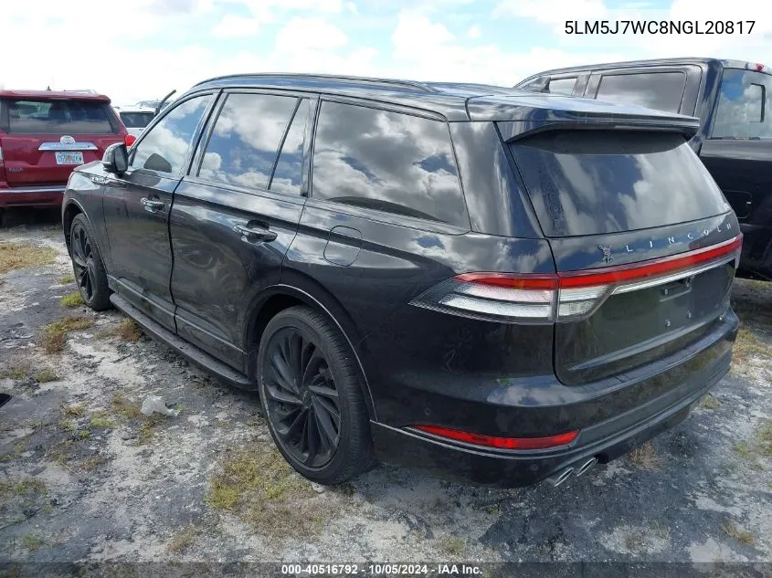 2022 Lincoln Aviator Reserve VIN: 5LM5J7WC8NGL20817 Lot: 40516792