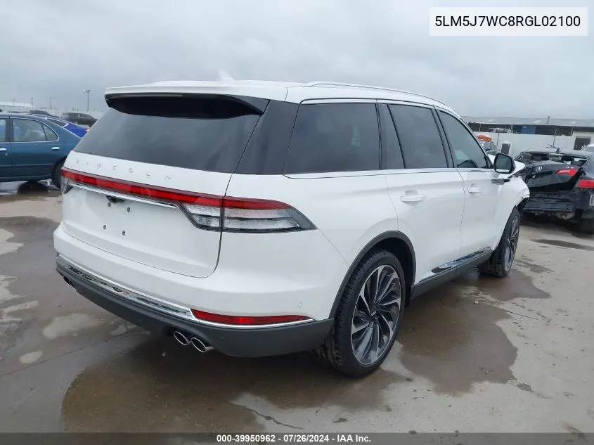 2024 Lincoln Aviator Reserve VIN: 5LM5J7WC8RGL02100 Lot: 39950962