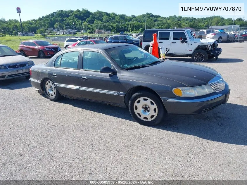 1998 Lincoln Continental VIN: 1LNFM97V0WY707870 Lot: 39505939