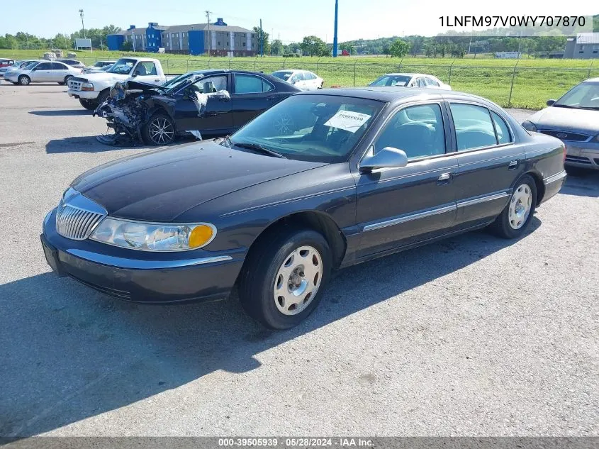 1998 Lincoln Continental VIN: 1LNFM97V0WY707870 Lot: 39505939