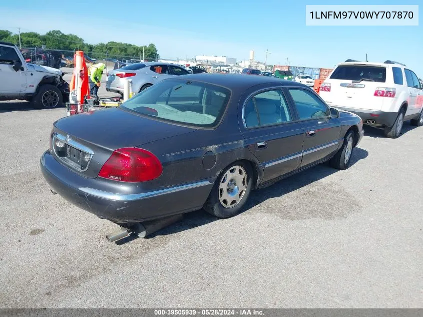 1998 Lincoln Continental VIN: 1LNFM97V0WY707870 Lot: 39505939