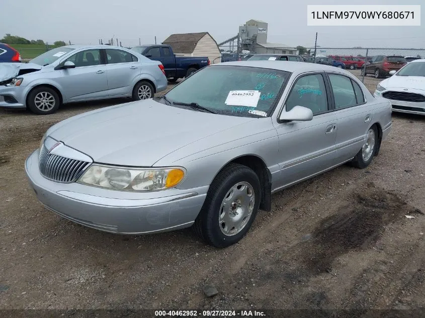 1LNFM97V0WY680671 1998 Lincoln Continental