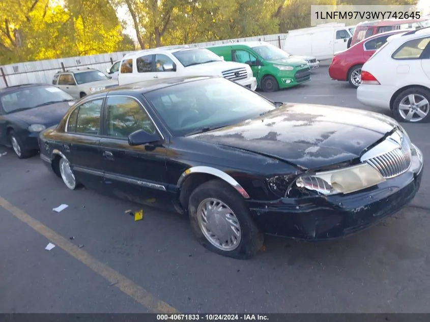 1998 Lincoln Continental VIN: 1LNFM97V3WY742645 Lot: 40671833