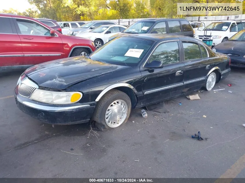 1998 Lincoln Continental VIN: 1LNFM97V3WY742645 Lot: 40671833