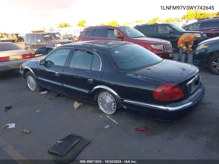 1998 Lincoln Continental VIN: 1LNFM97V3WY742645 Lot: 40671833