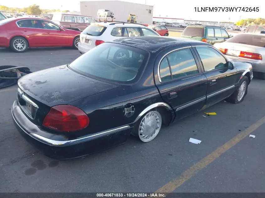 1998 Lincoln Continental VIN: 1LNFM97V3WY742645 Lot: 40671833