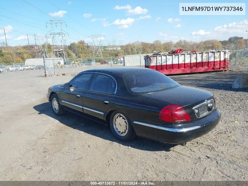 1998 Lincoln Continental VIN: 1LNFM97D1WY737346 Lot: 40733872