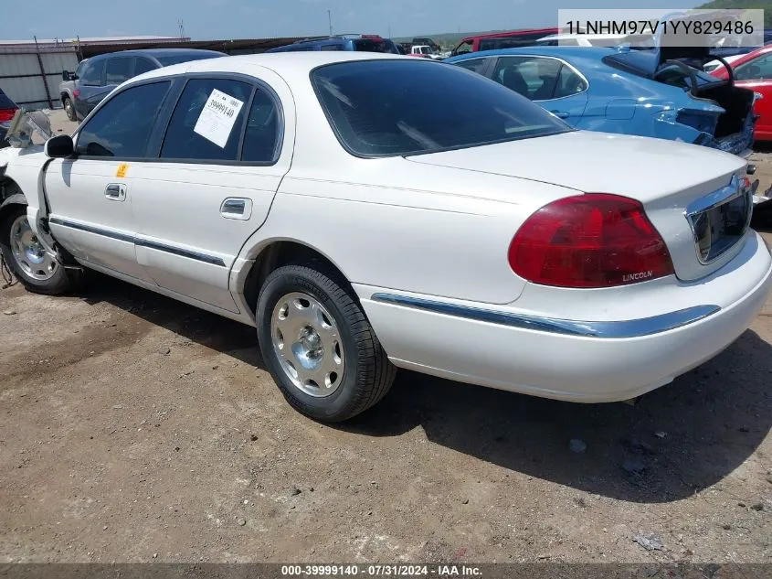 2000 Lincoln Continental VIN: 1LNHM97V1YY829486 Lot: 39999140