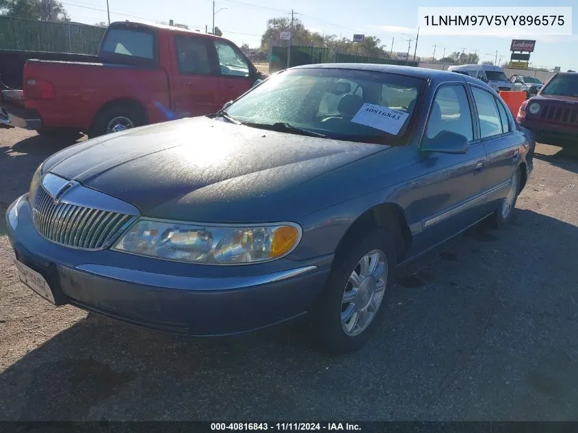 2000 Lincoln Continental VIN: 1LNHM97V5YY896575 Lot: 40816843